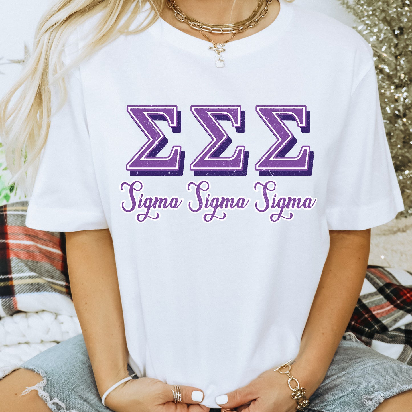 Sigma Sigma Sigma Greek Colors Sorority T-shirt _ 36092g