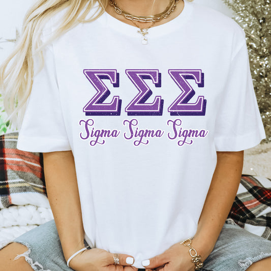 Sigma Sigma Sigma Greek Colors Sorority T-shirt _ 36092g