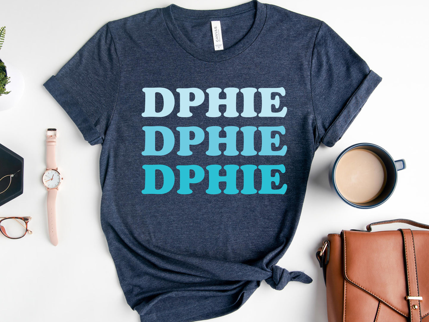 Delta Phi Epsilon Touch of Blue Sorority T-shirt _ 2589g