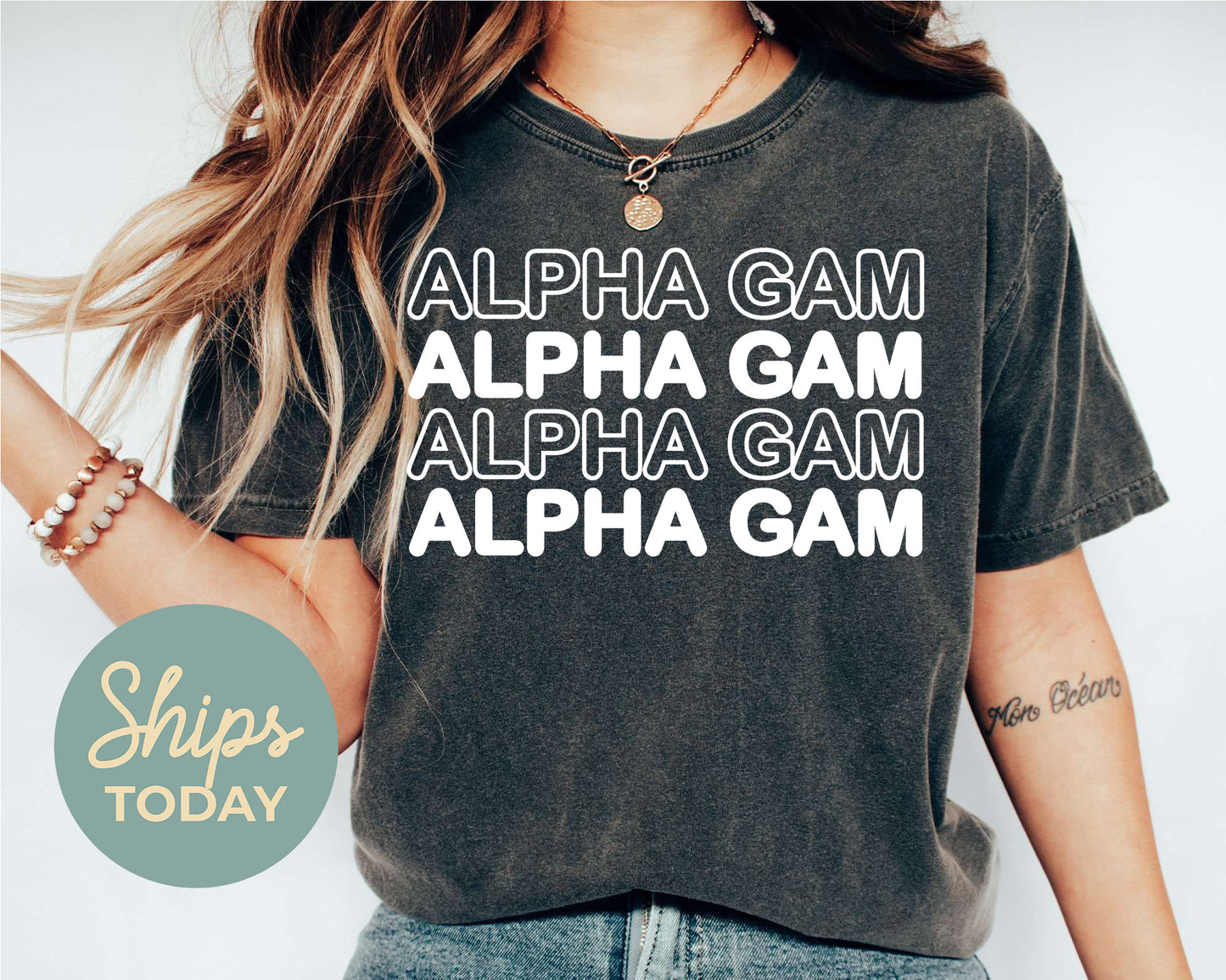 Alpha Gamma Delta Bold Bubble Letter Sorority T-shirt _ 2215g
