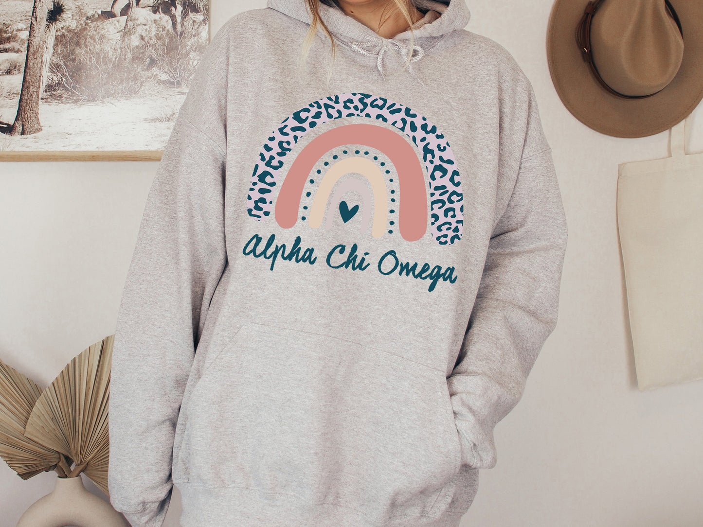 Alpha Chi Omega Greek Rainbow Sorority Hoodie _ 2733g