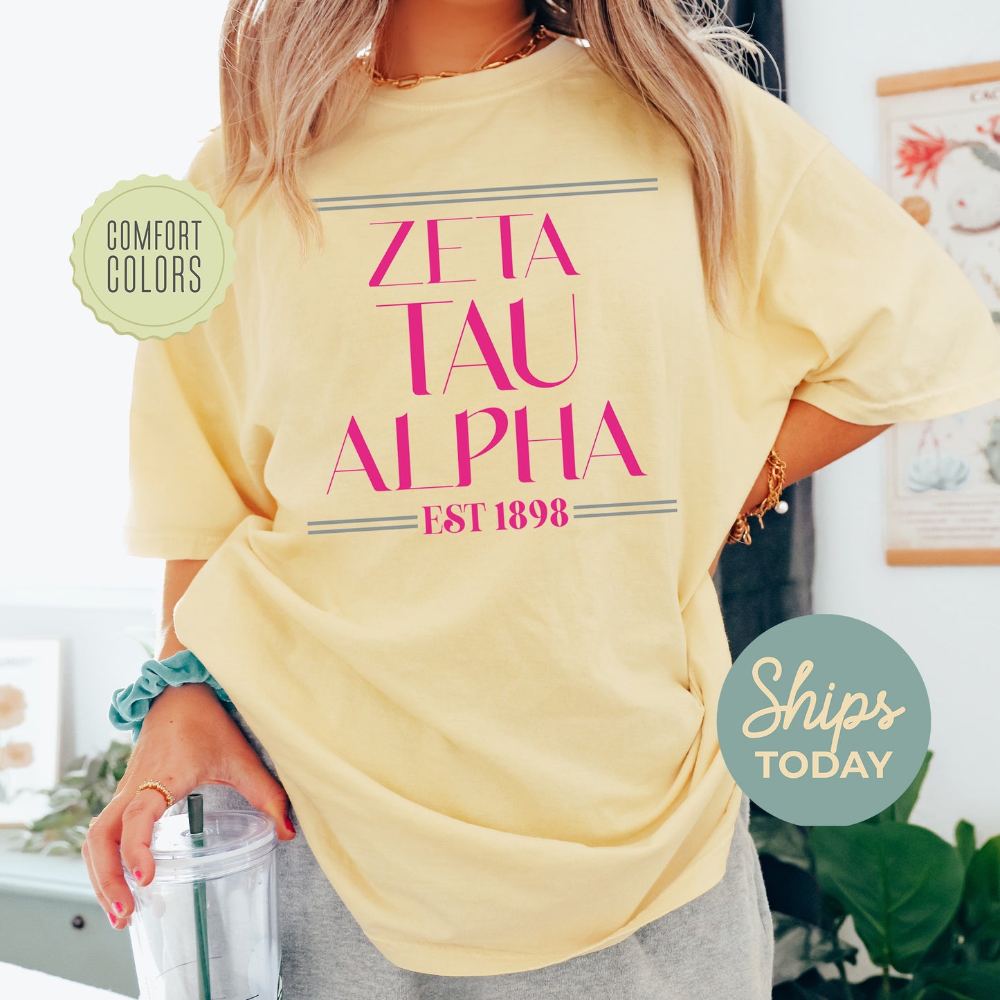 Zeta Tau Alpha Greek Harmony Comfort Colors Sorority T-shirt _ 34989g