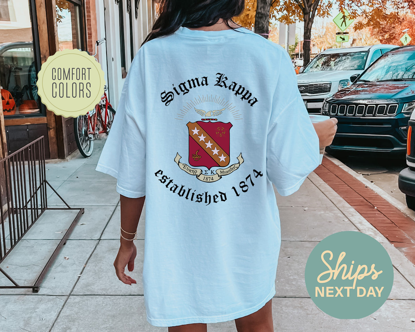 Sigma Kappa Old English Crest Comfort Colors Sorority T-shirt _ 32942g