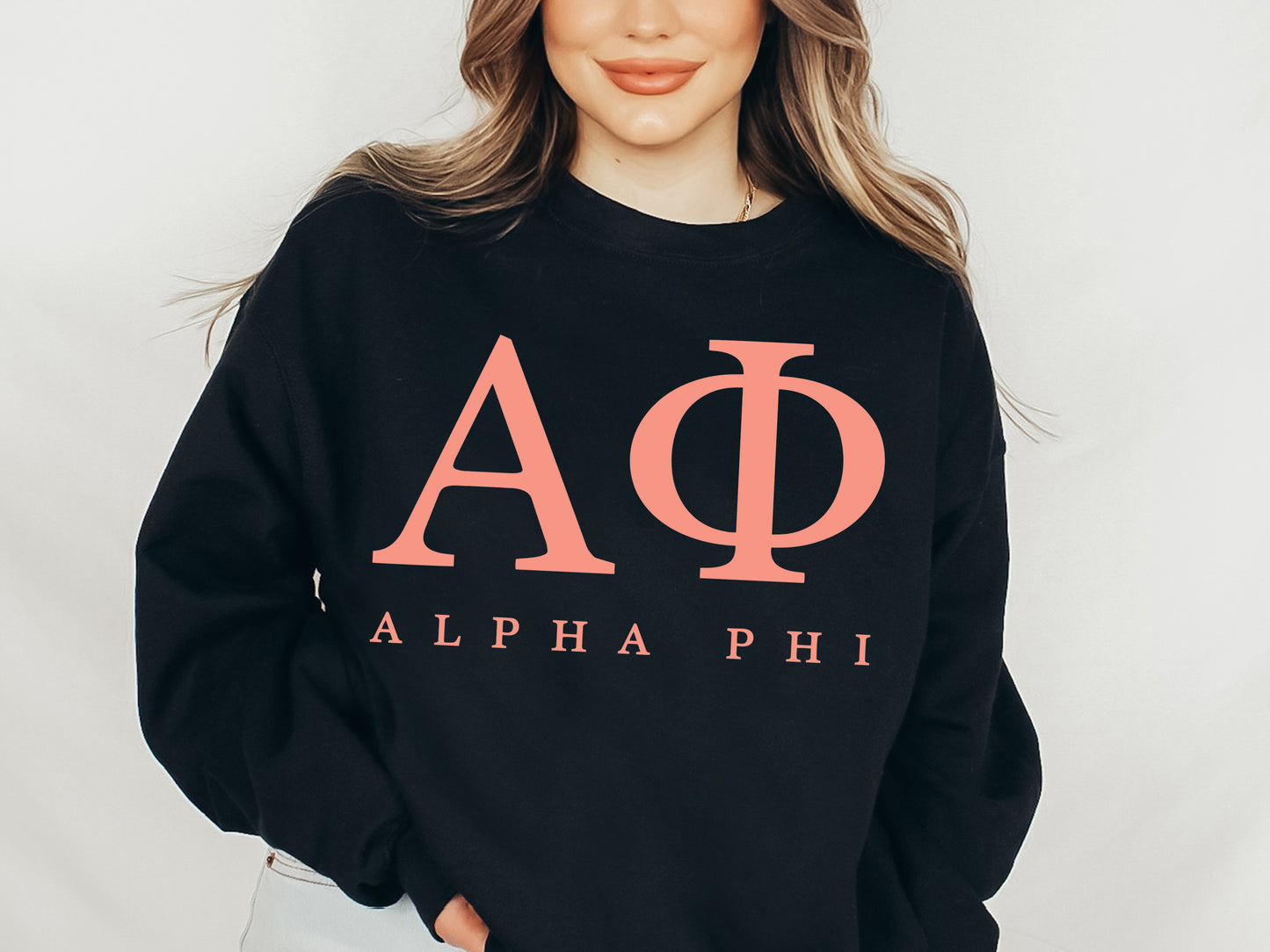 Alpha Phi Pink Personality Sorority Sweatshirt _ 653g
