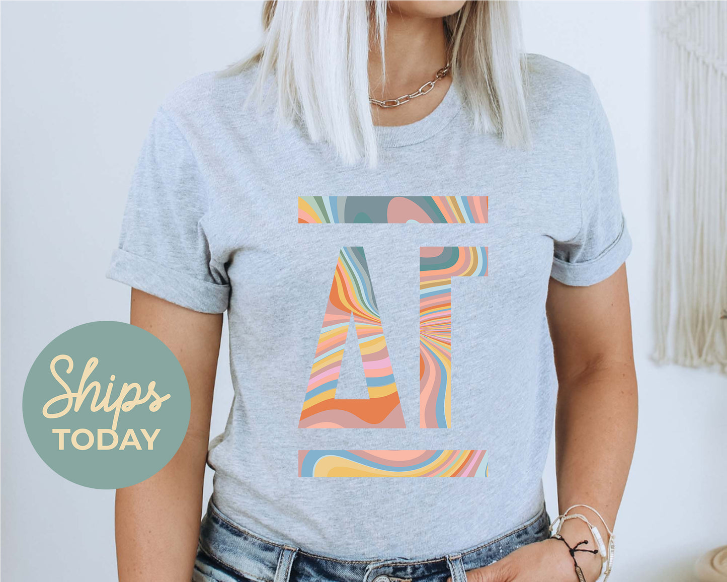 Delta Gamma Multicolor Letters Sorority T-shirt _ 30472g