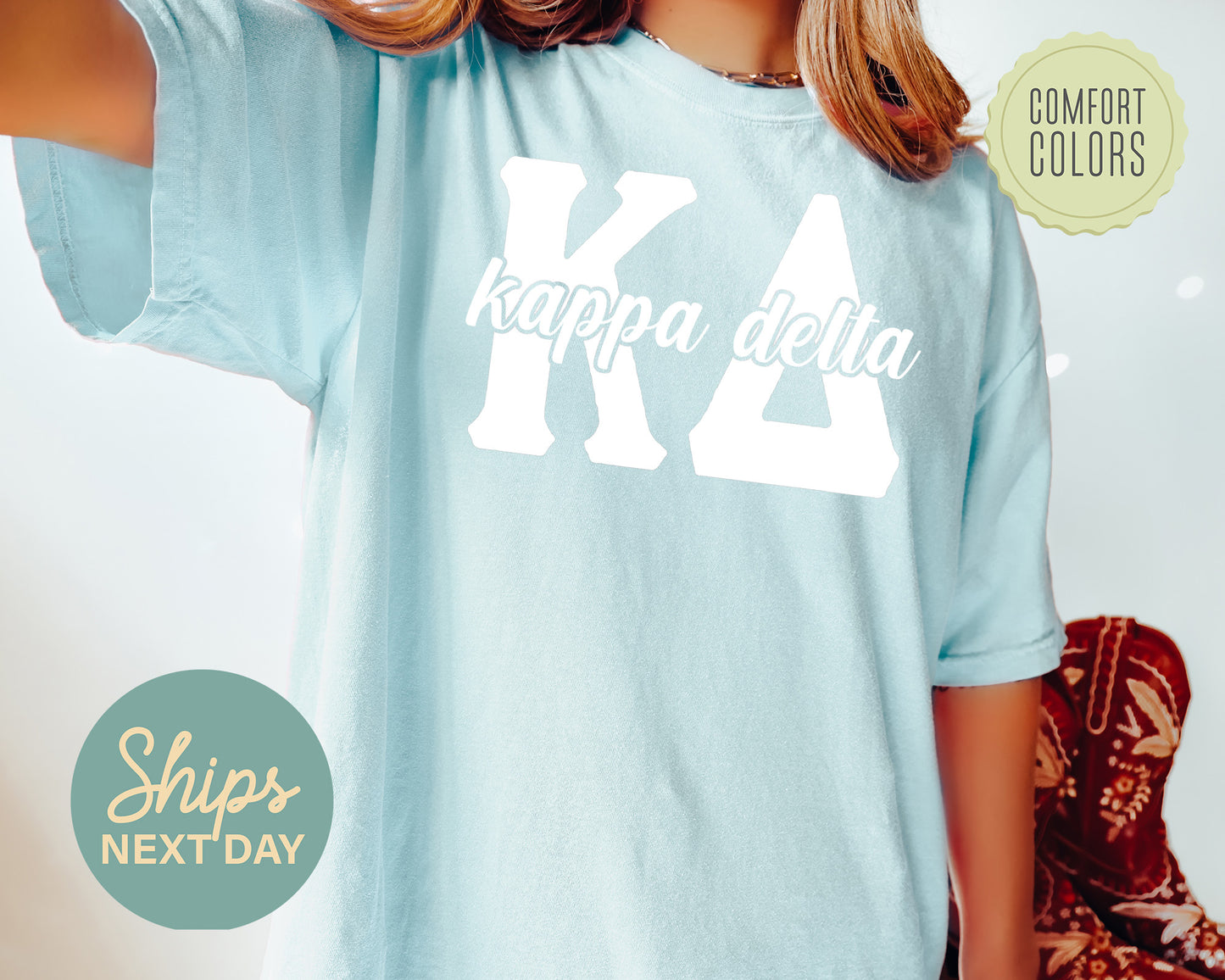 Kappa Delta Sliced White Letters Comfort Colors Sorority T-shirt _ 2254g