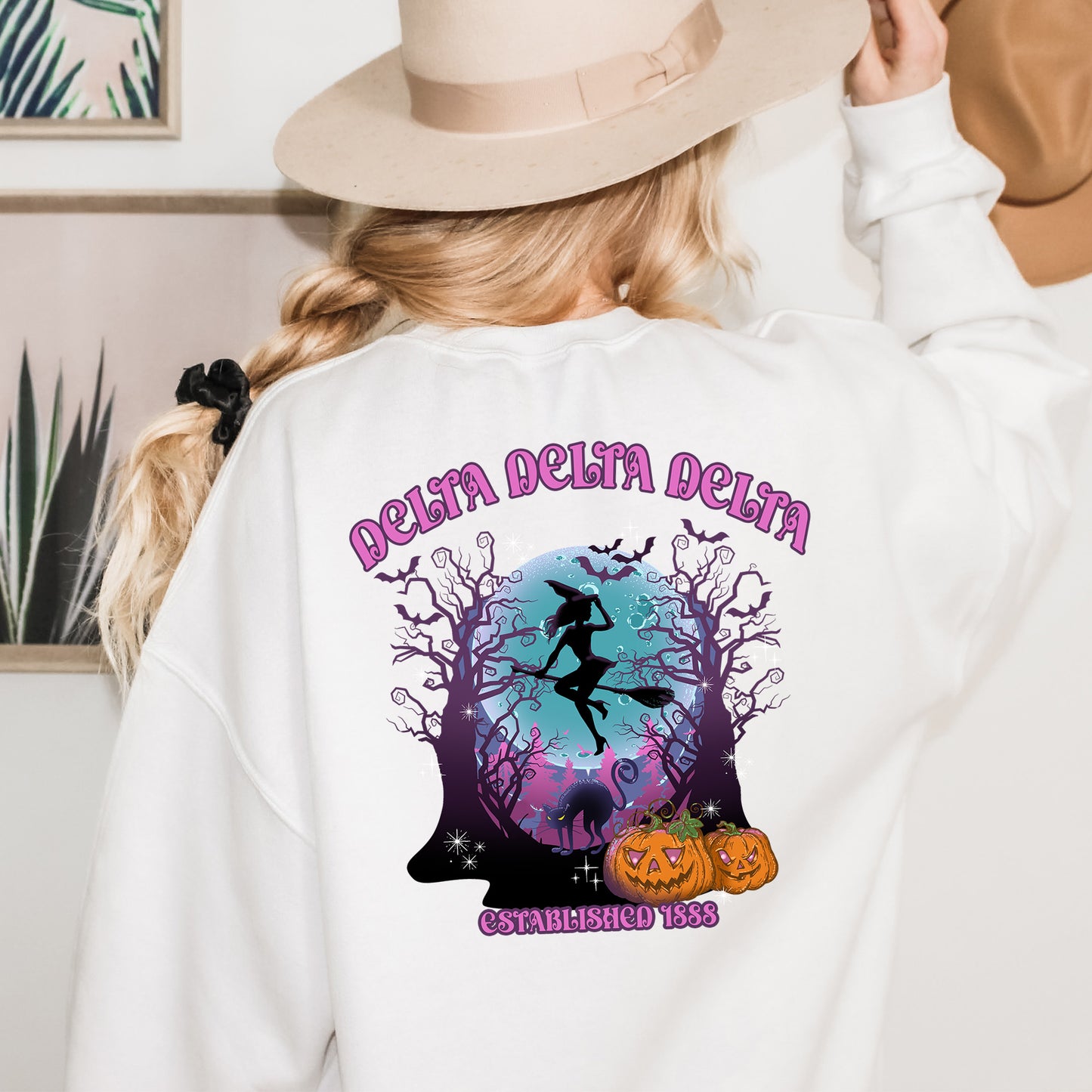 Delta Delta Delta Halloween Witch Sorority Sweatshirt _ 36236g