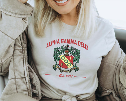Alpha Gamma Delta Loyalty Crest Sorority T-shirt _ 4423g