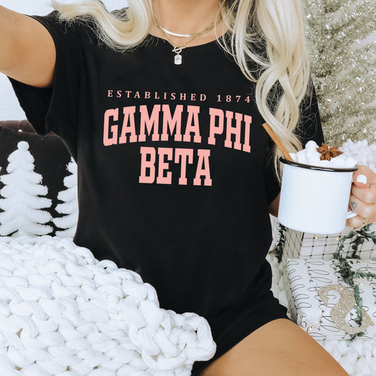 Gamma Phi Beta Bold Letters Sorority T-shirt _ 35134g