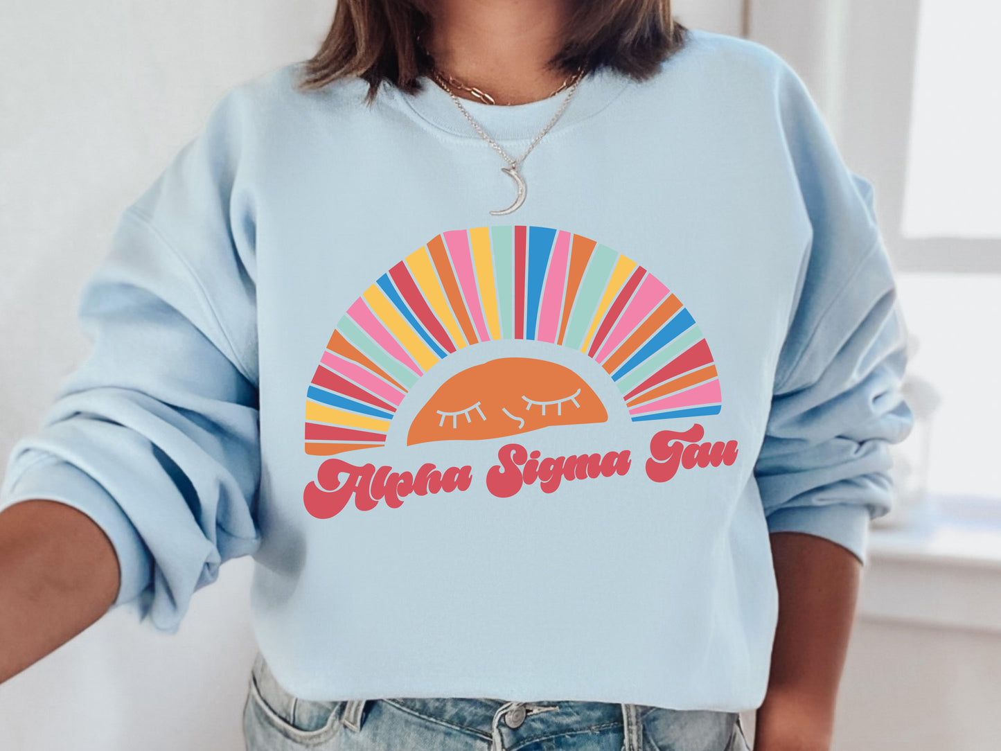 Alpha Sigma Tau Sunshine Sorority Sweatshirt _ 3314g