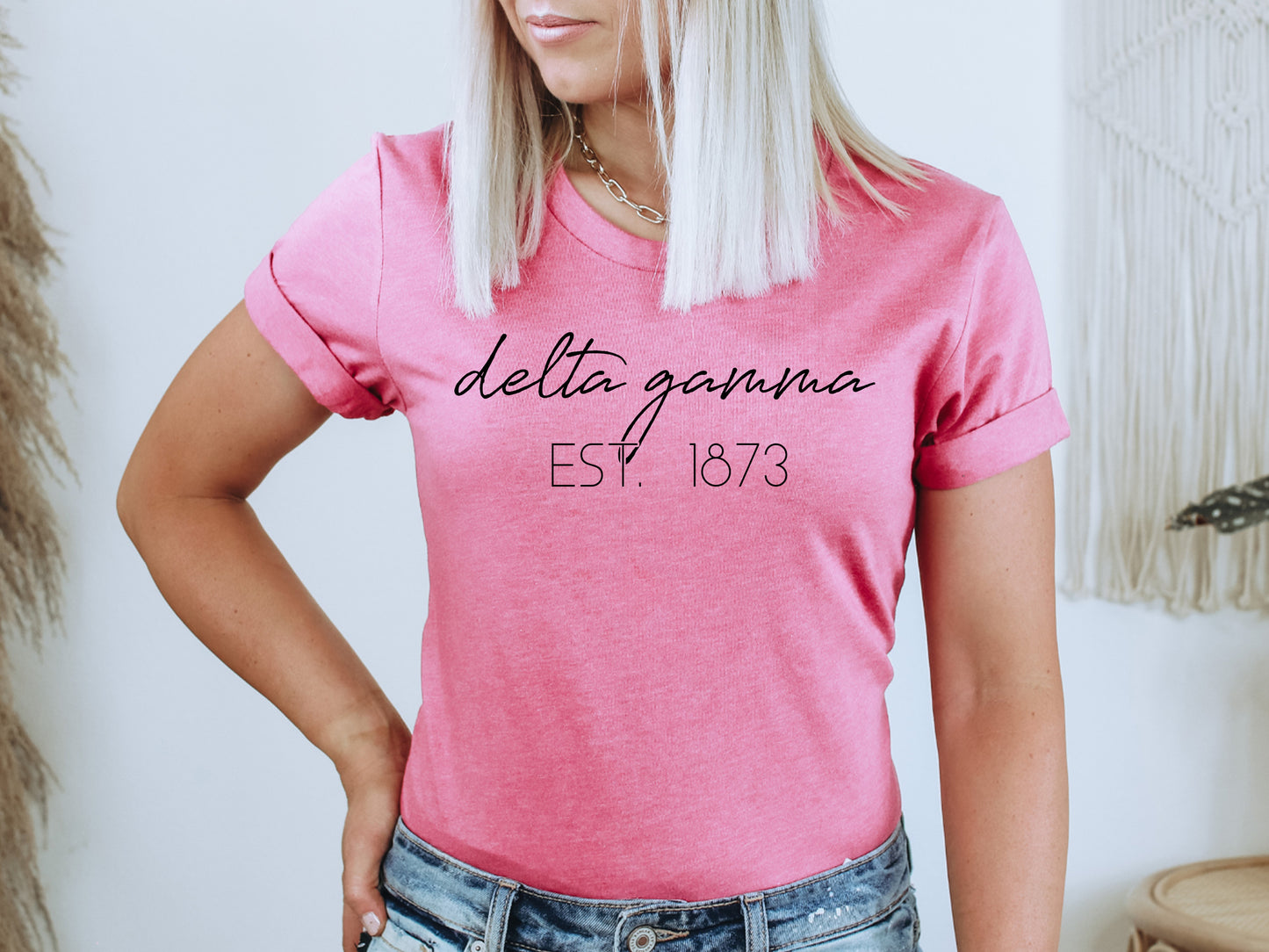 Delta Gamma Black Calligraphy Sorority T-shirt _ 2328g