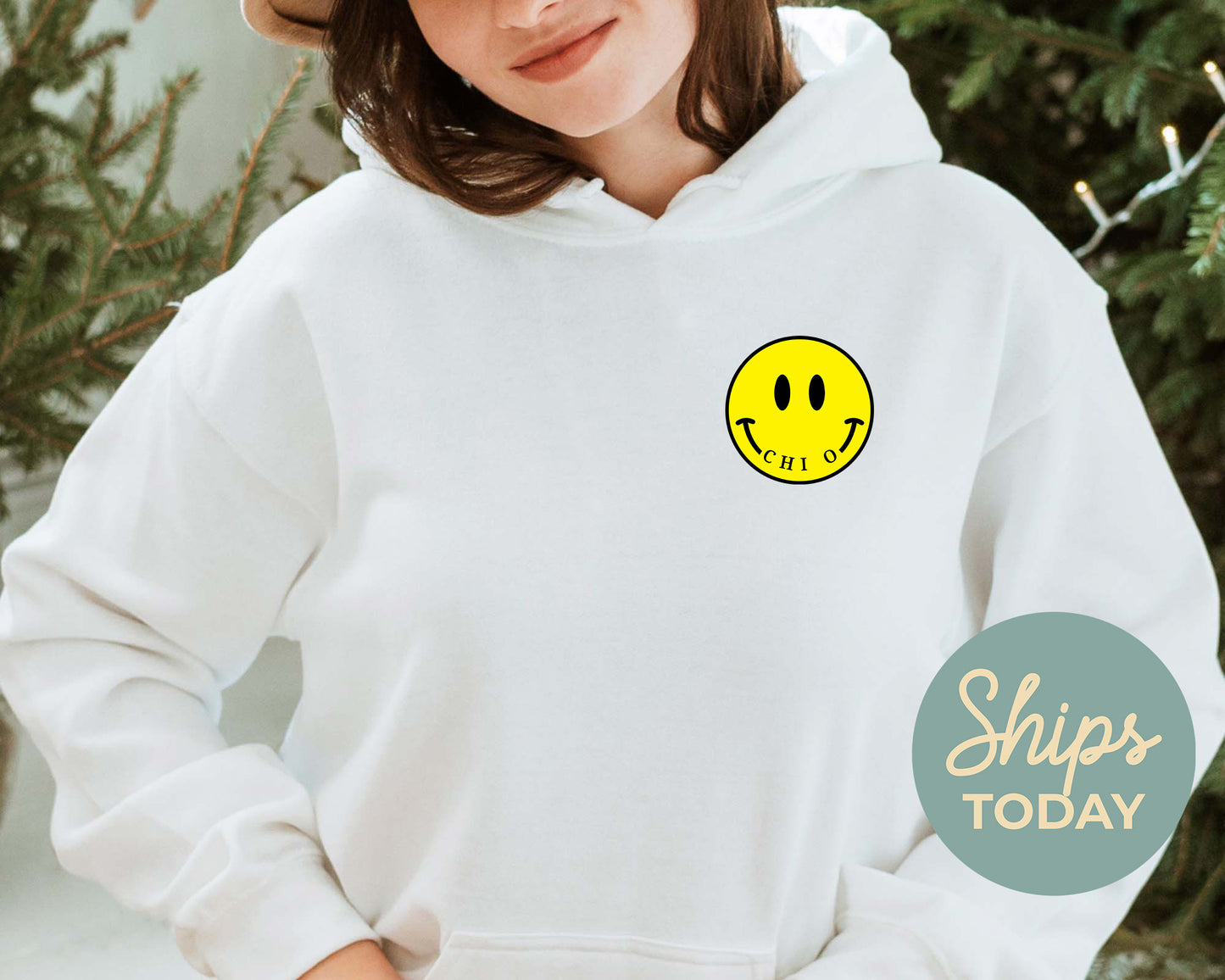 Chi Omega Smiley Face Sorority Hoodie _ 32851g
