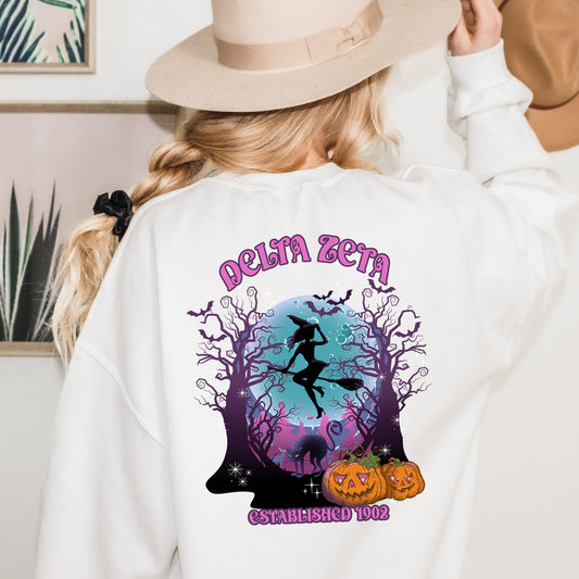 Delta Zeta Halloween Witch Sorority Sweatshirt _ 36239g