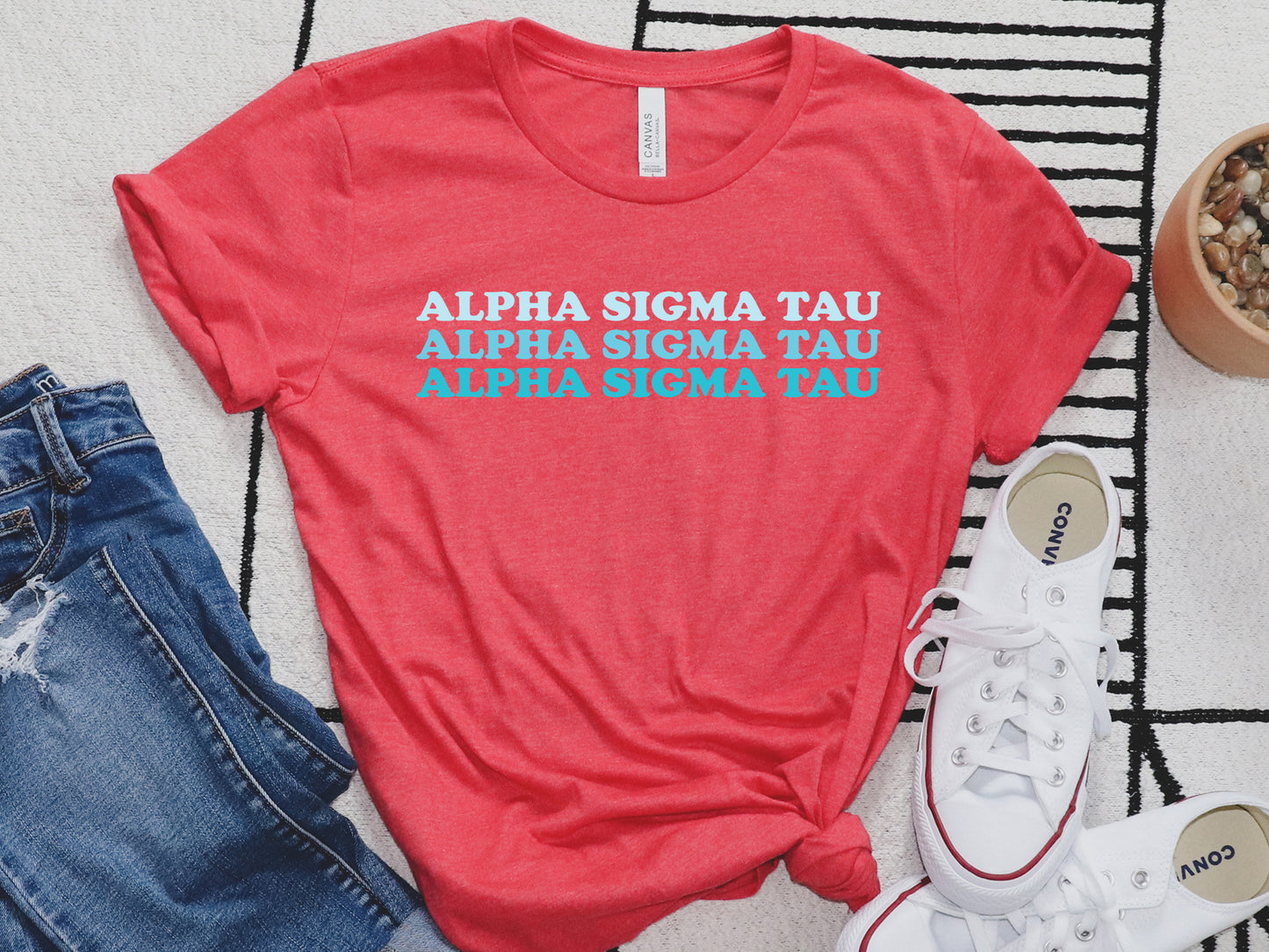 Alpha Sigma Tau Touch of Blue Sorority T-shirt _ 2584g