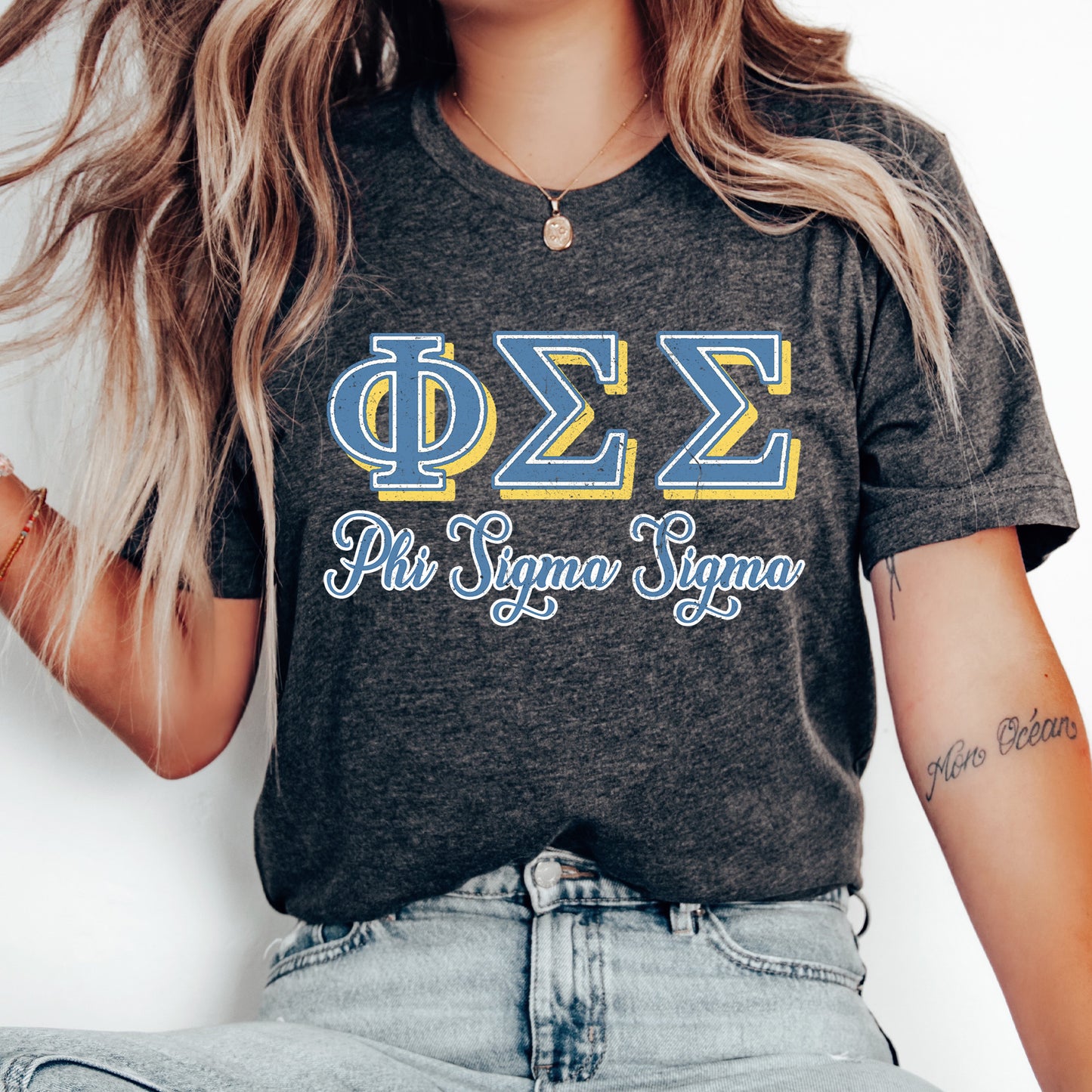 Phi Sigma Sigma Greek Colors Sorority T-shirt _ 36088g