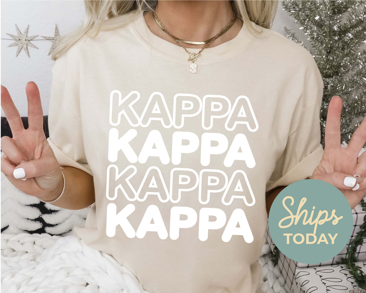 Kappa Kappa Gamma Bold Bubble Letter Sorority T-shirt _ 2229g