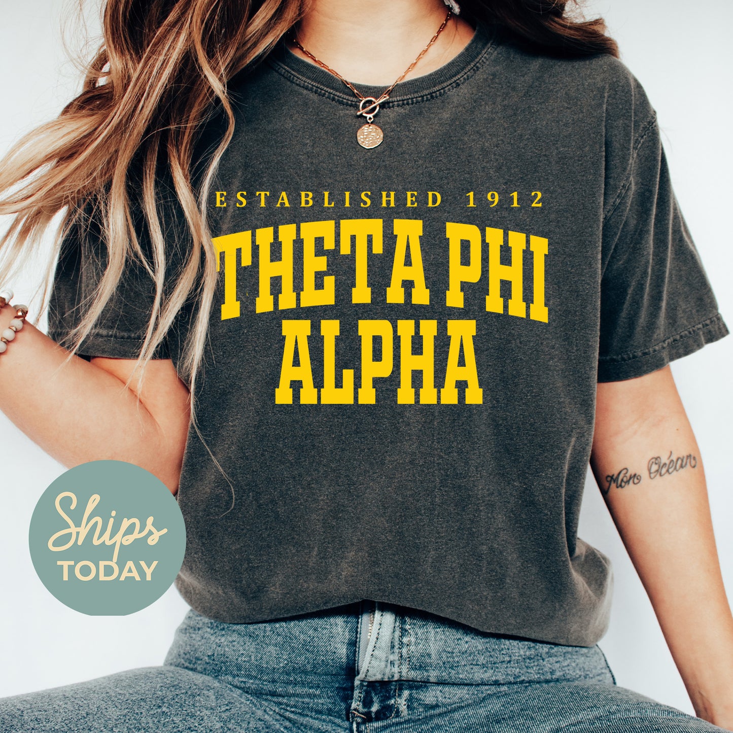Theta Phi Alpha Bold Letters Sorority T-shirt _ 35144g