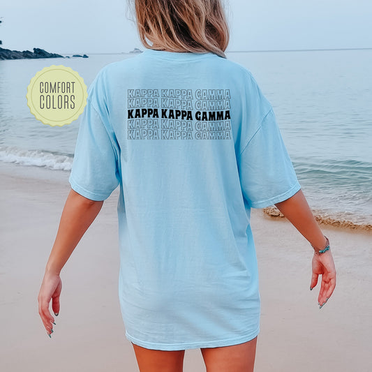 Kappa Kappa Gamma Wavy Letters Comfort Colors Sorority T-shirt _ 33415g