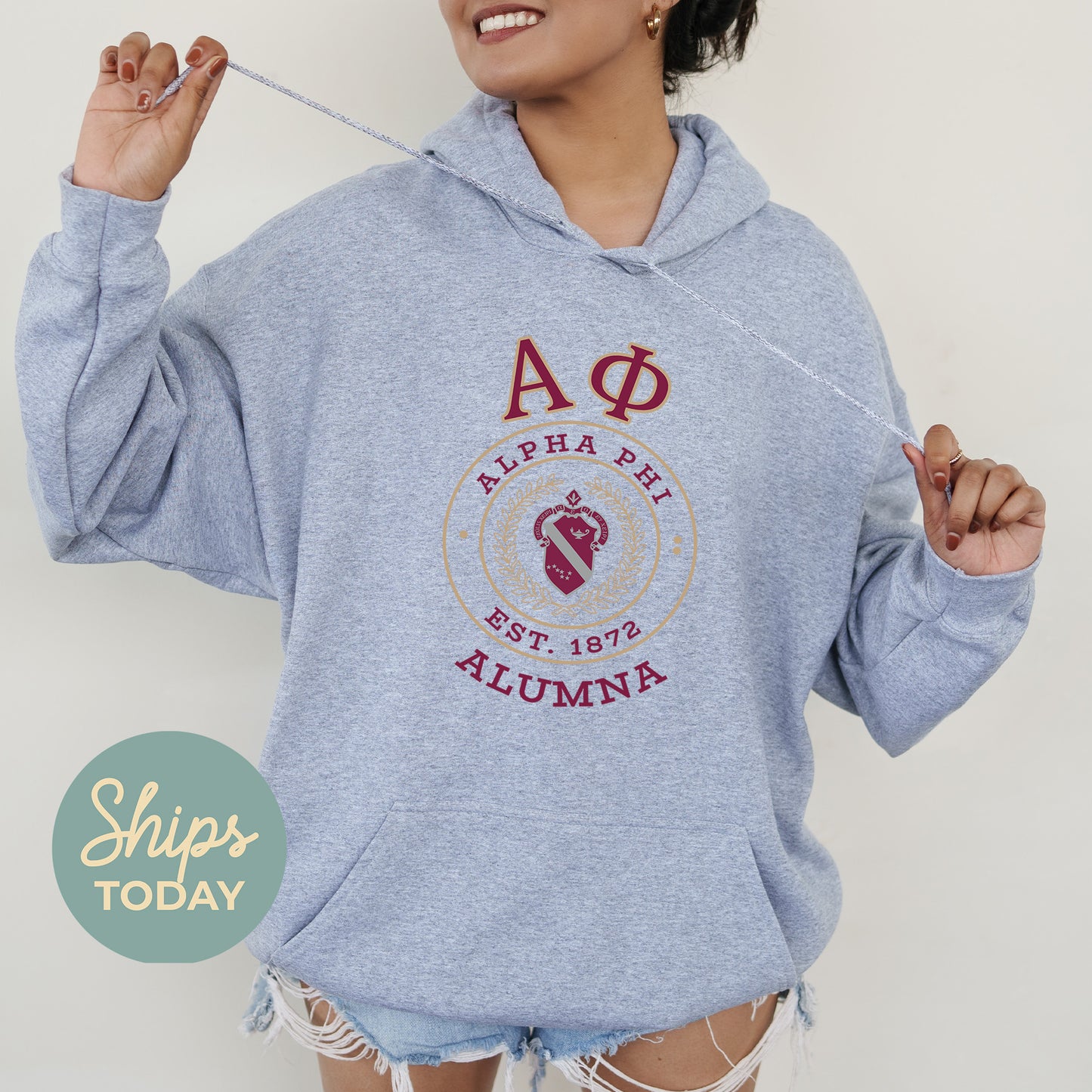 Alpha Phi Alumna Vintage Sorority Hoodie _ 31014g