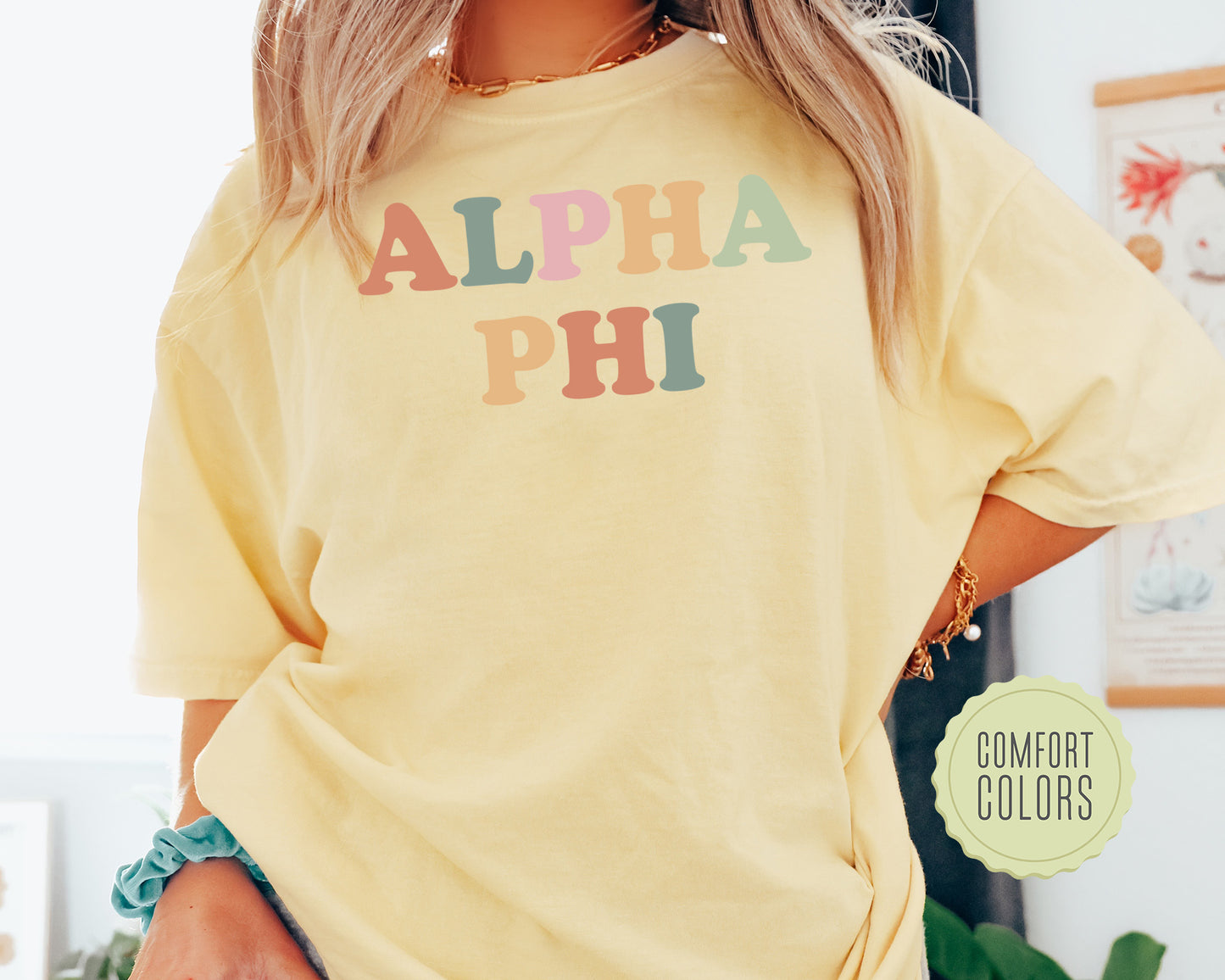 Alpha Phi Bright and Proud Comfort Colors Sorority T-shirt _ 419g