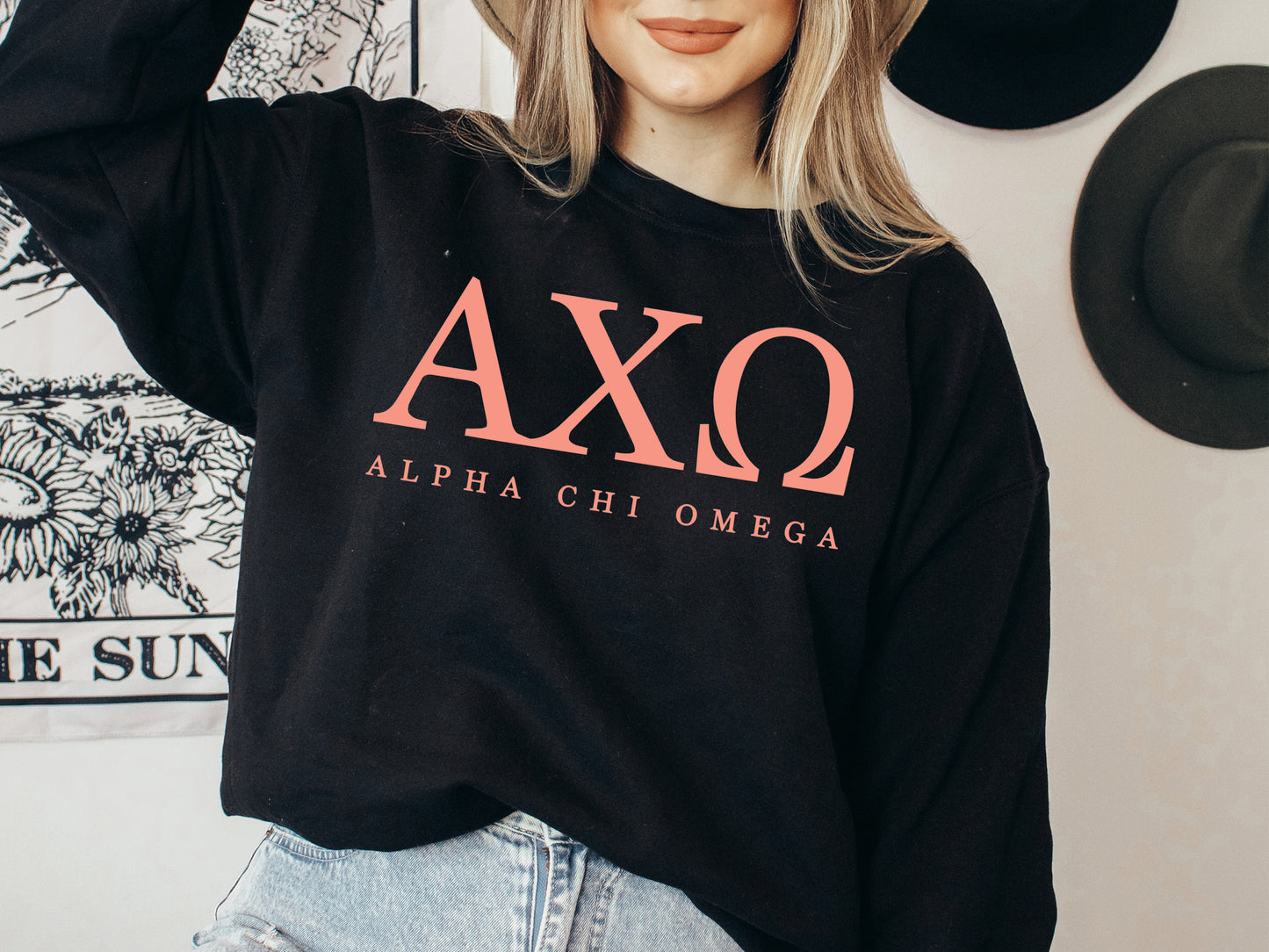 Alpha Chi Omega Pink Personality Sorority Sweatshirt _ 648g