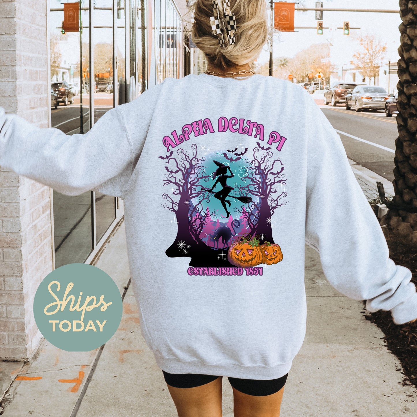 Alpha Delta Pi Halloween Witch Sorority Sweatshirt _ 36227g