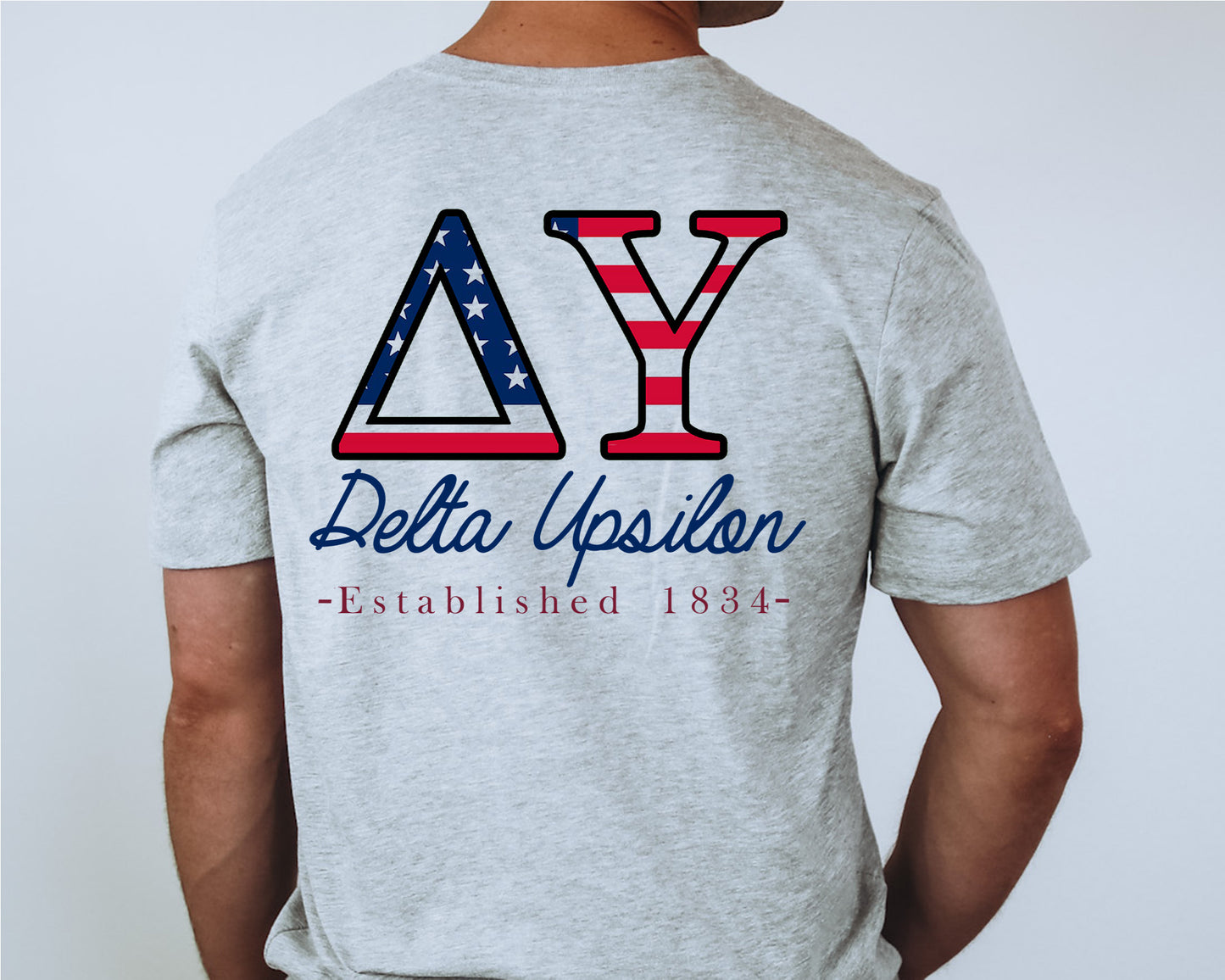 Delta Upsilon USA Flag Letters Fraternity T-shirt _ 33433g
