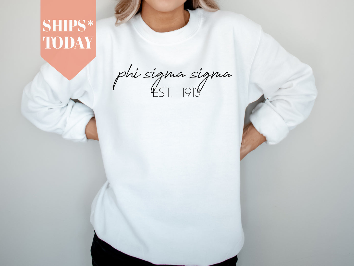 Phi Sigma Sigma Black Calligraphy Sorority Sweatshirt _ 2336g