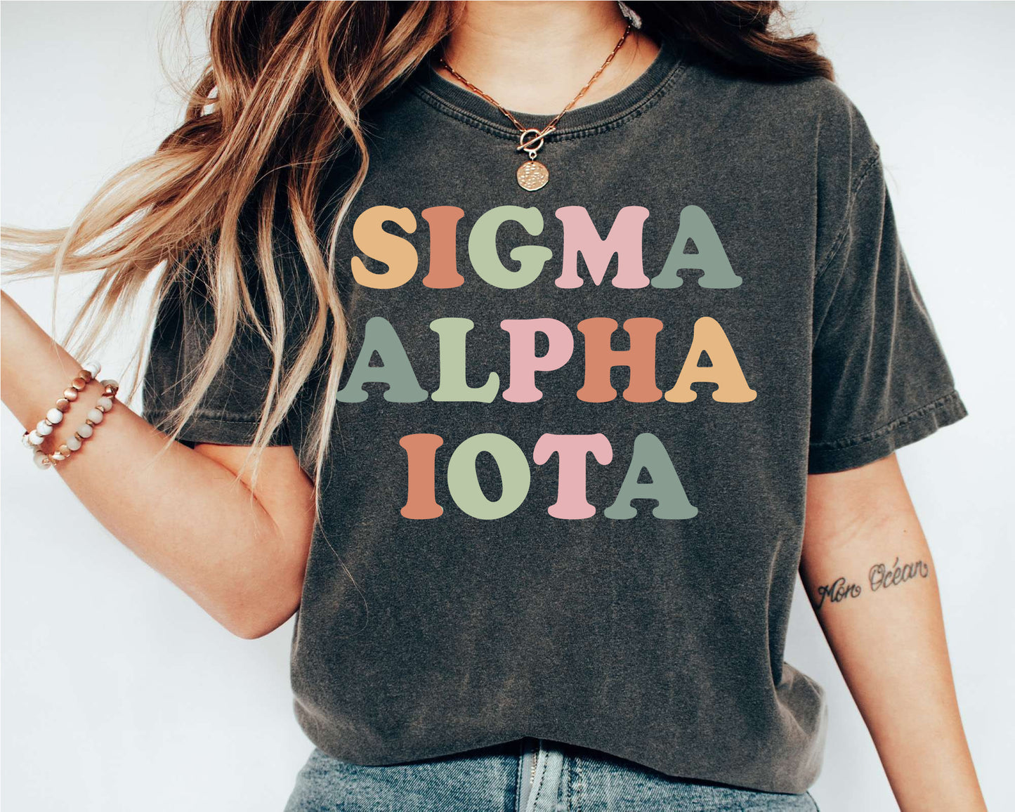 Sigma Alpha Iota Bright and Colorful Sorority T-shirt _ 3479g