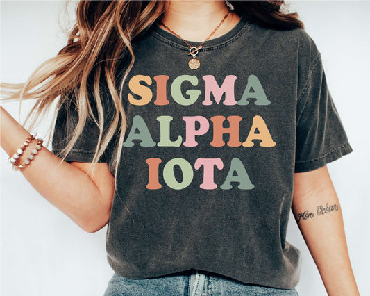 Sigma Alpha Iota Bright and Colorful Sorority T-shirt _ 3479g