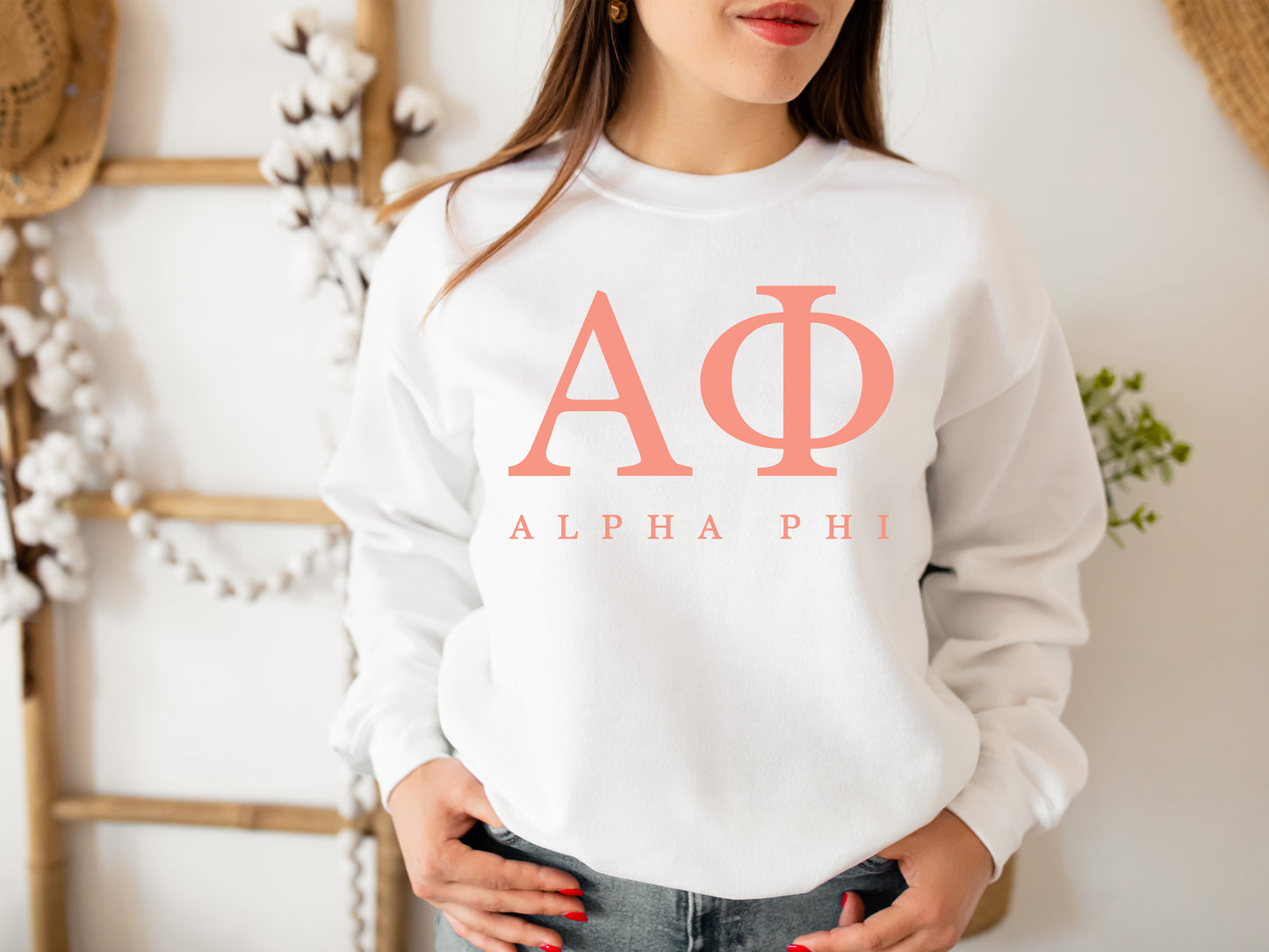 Alpha Phi Pink Personality Sorority Sweatshirt _ 653g