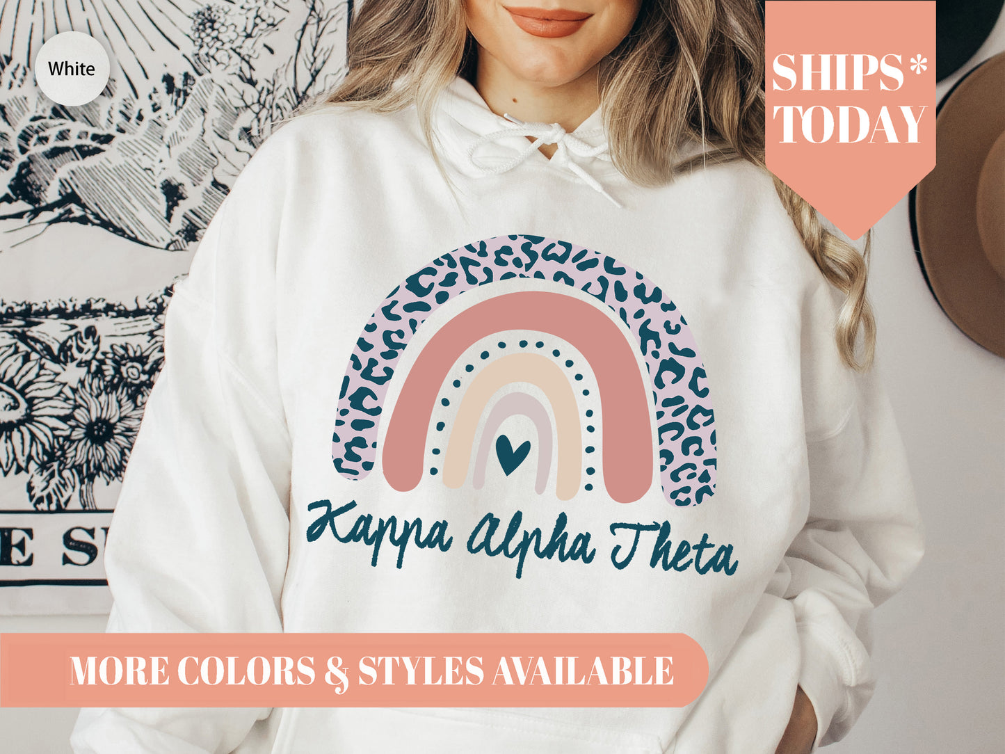 Kappa Alpha Theta Greek Rainbow Sorority Hoodie _ 2748g