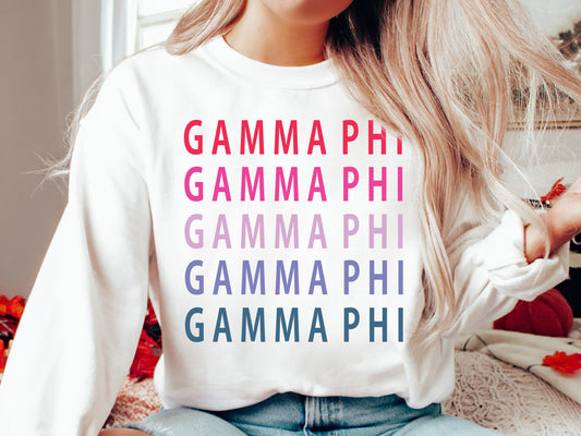 Gamma Phi Beta Bright and Stacked Sorority Sweatshirt _ 14g