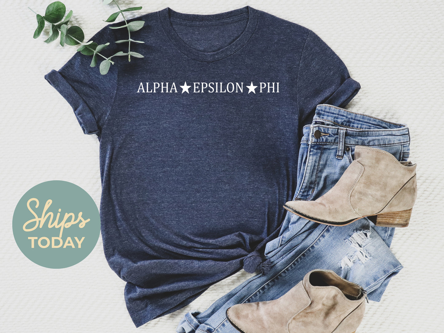 Alpha Epsilon Phi White Star Sorority T-shirt _ 2188g