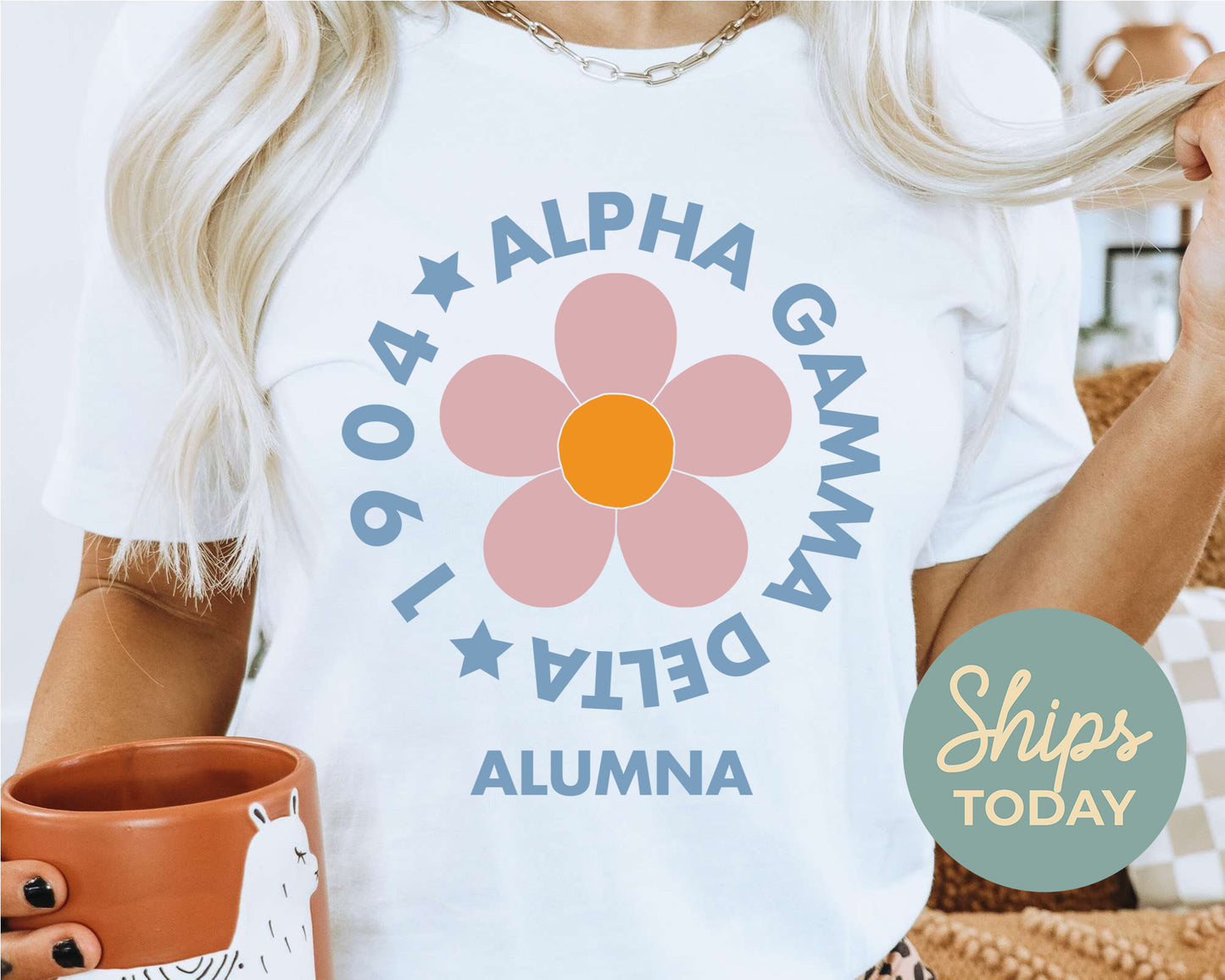 Alpha Gamma Delta Floral Alumna Sorority T-shirt _ 2554g