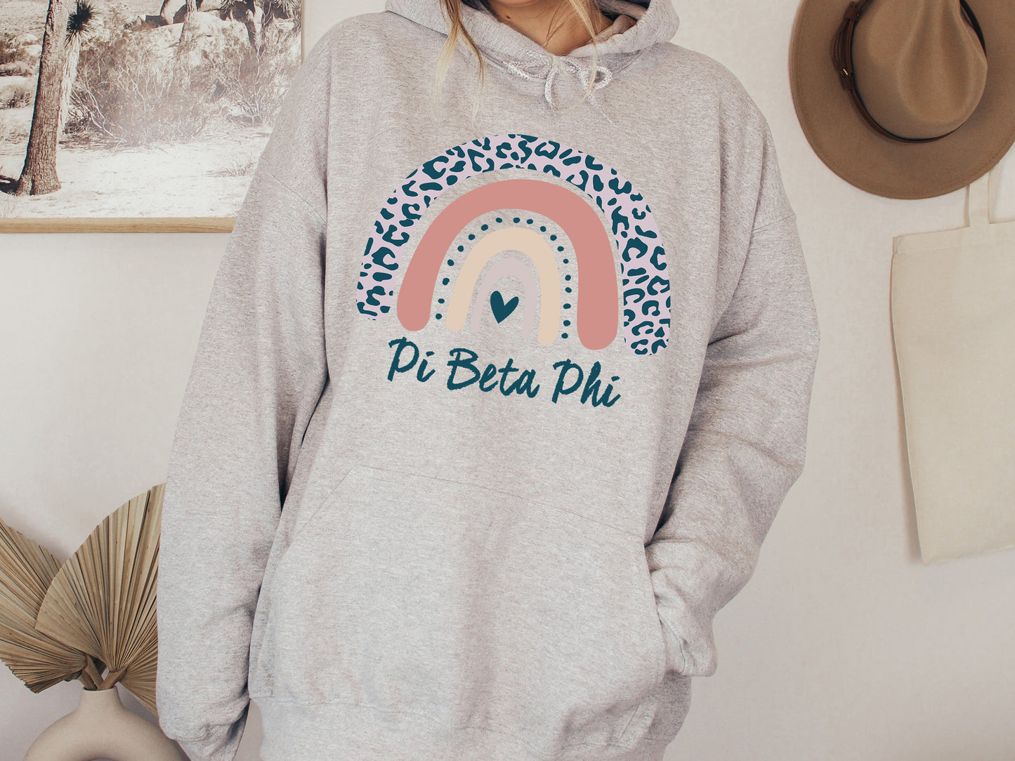 Pi Beta Phi Greek Rainbow Sorority Hoodie _ 2753g