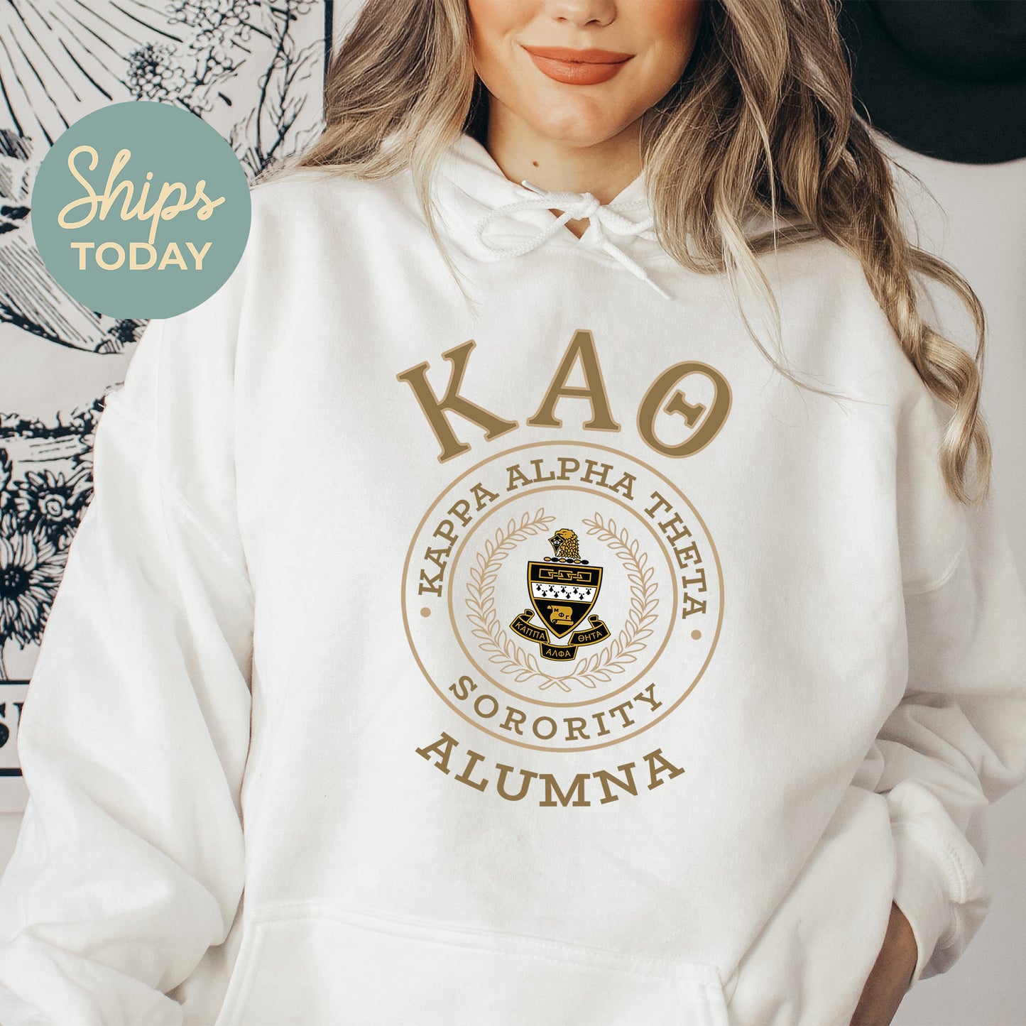 Kappa Alpha Theta Alumna Vintage Sorority Hoodie _ 31024g