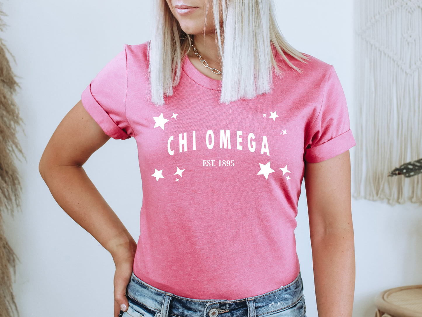 Chi Omega Arched Star Sorority T-shirt _ 2273g
