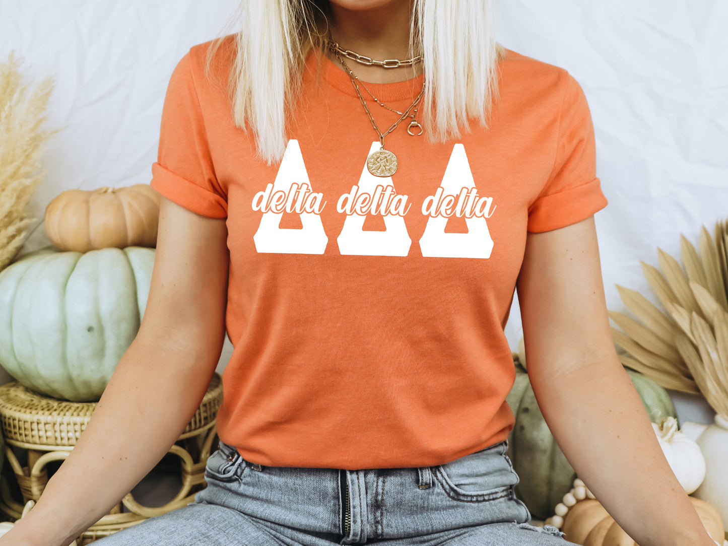 Delta Delta Delta Sliced White Letters Sorority T-shirt _ 2248g