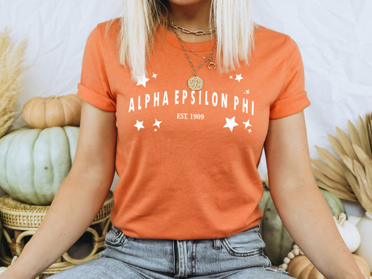 Alpha Epsilon Phi Arched Star Sorority T-shirt _ 2266g