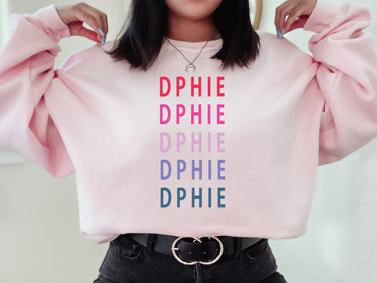 Delta Phi Epsilon Bright and Stacked Sorority Sweatshirt _ 12g