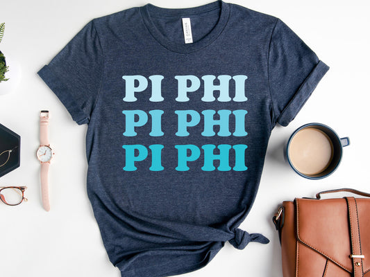 Pi Beta Phi Touch of Blue Sorority T-shirt _ 2597g