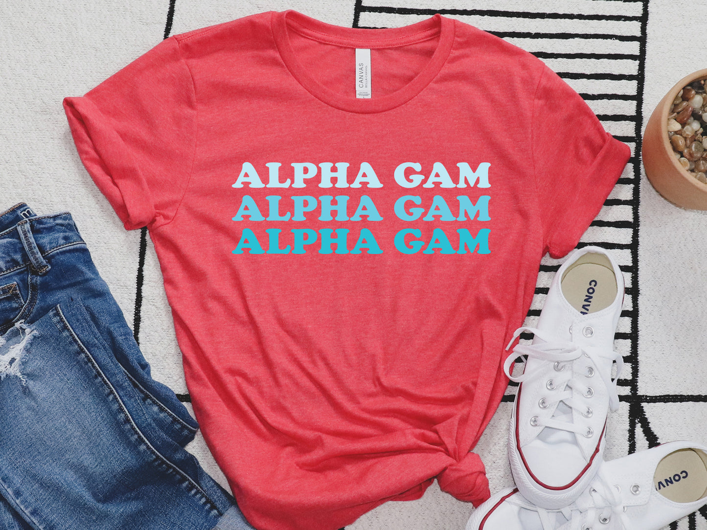 Alpha Gamma Delta Touch of Blue Sorority T-shirt _ 2580g