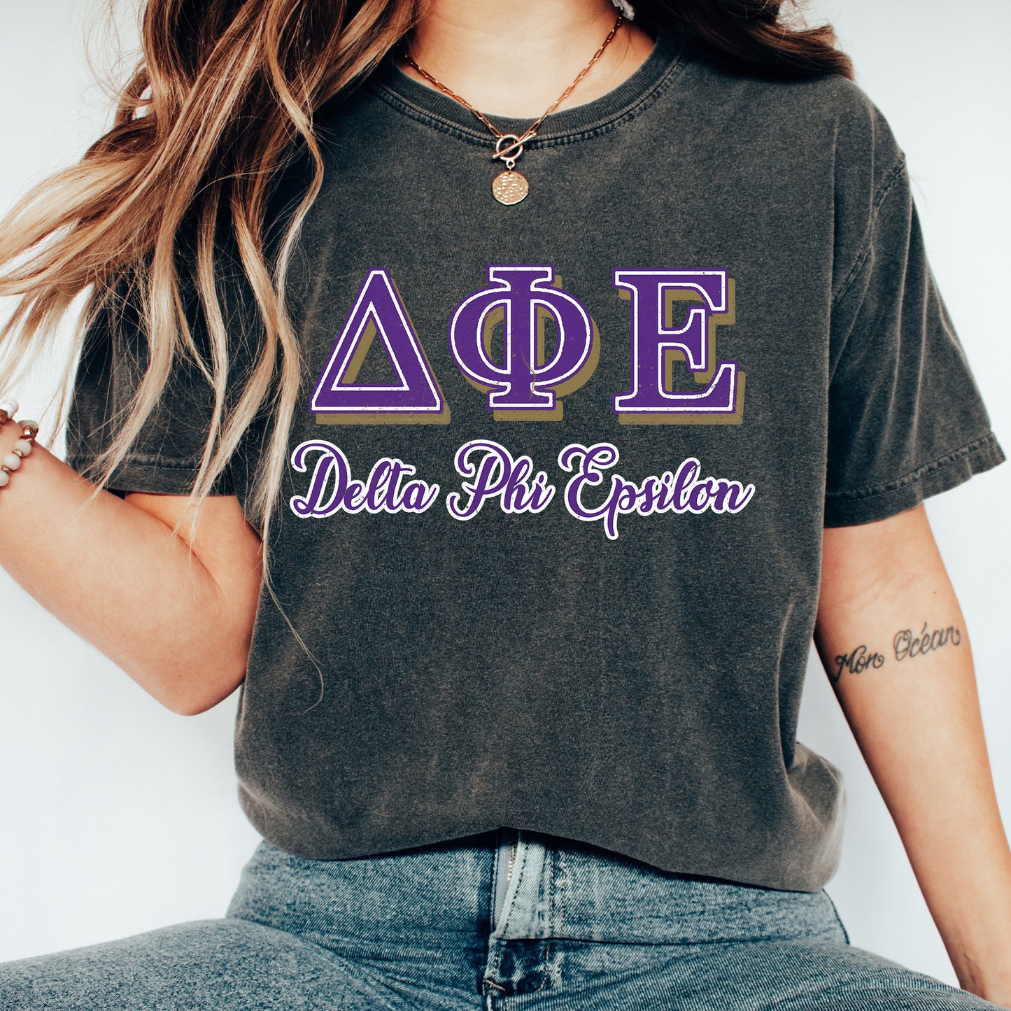 Delta Phi Epsilon Greek Colors Sorority T-shirt _ 36081g