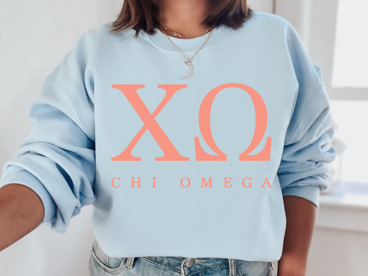 Chi Omega Pink Personality Sorority Sweatshirt _ 657g