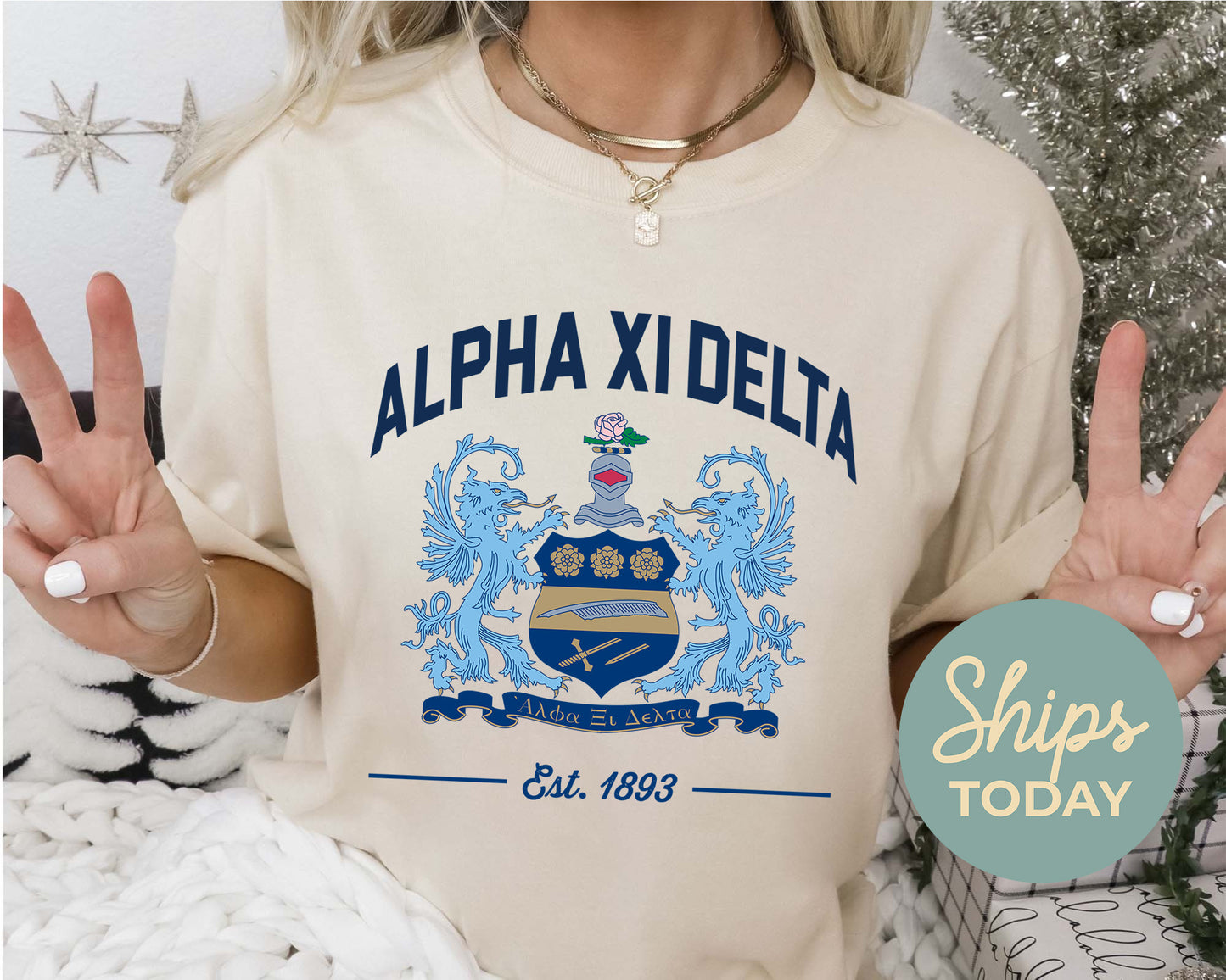 Alpha Xi Delta Loyalty Crest Sorority T-shirt _ 4428g