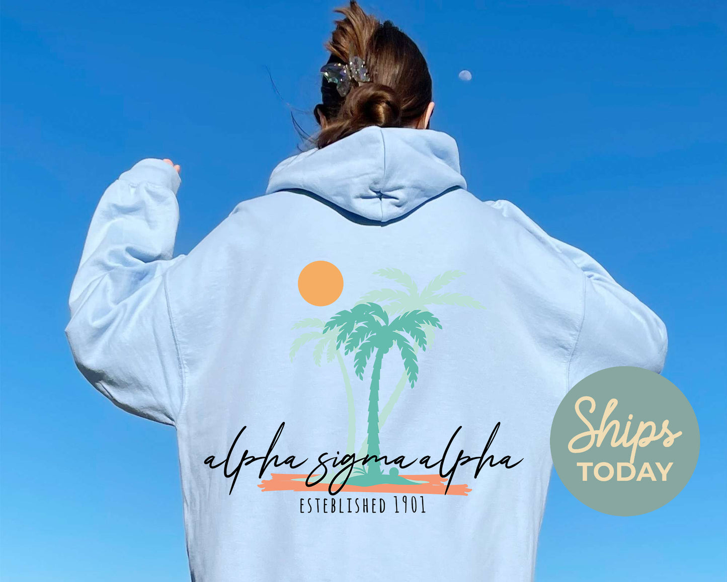 Alpha Sigma Alpha Island Sisterhood Sorority Hoodie _ 33565g