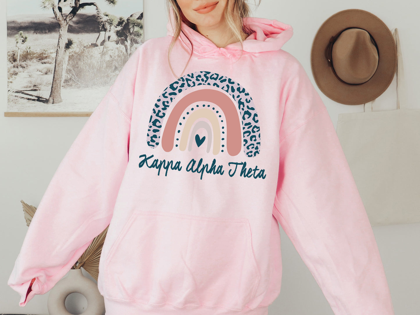 Kappa Alpha Theta Greek Rainbow Sorority Hoodie _ 2748g
