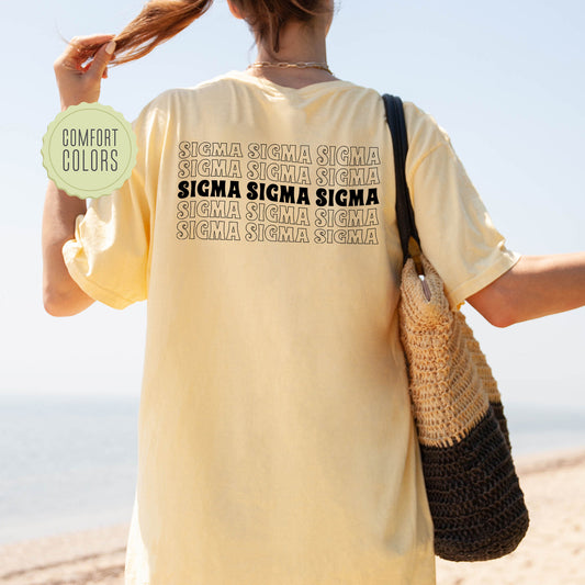 Sigma Sigma Sigma Wavy Letters Comfort Colors Sorority T-shirt _ 33421g