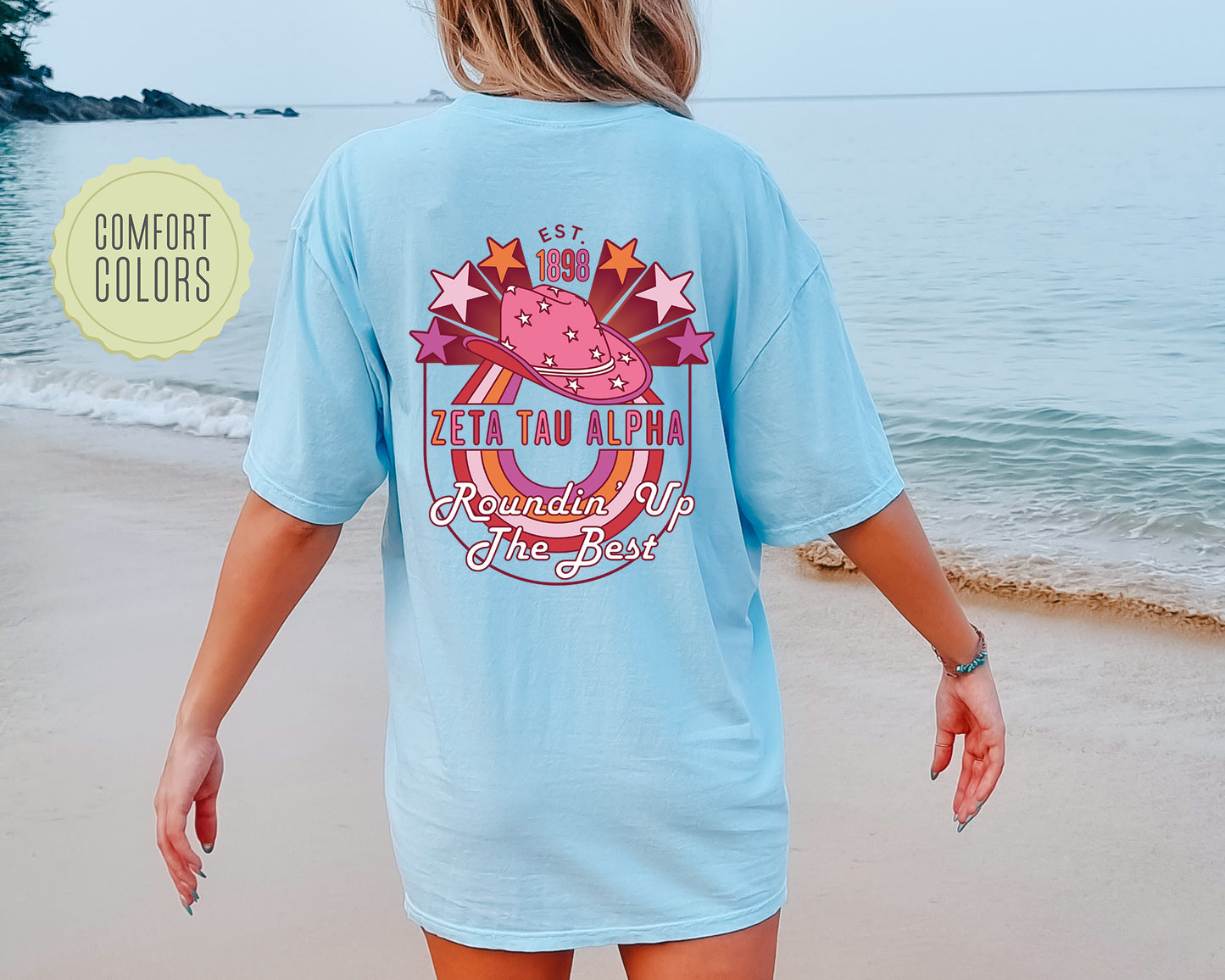 Zeta Tau Alpha Roundin' Up the Best Comfort Colors Sorority T-shirt _ 32919g